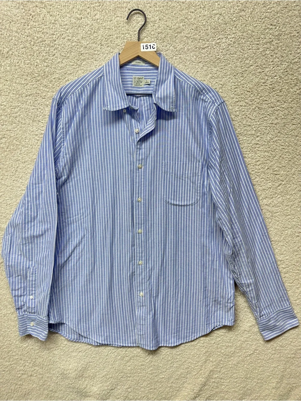 J.Crew Broken-In Oxford Classic Fit Stripe Button Down Shirt Men’s L 100% Cotton